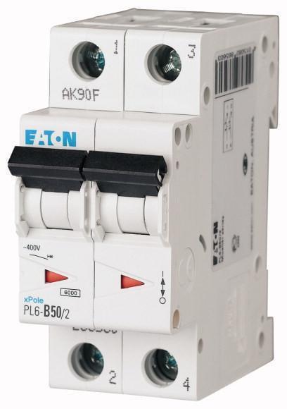 Автоматический выключатель Eaton Xpole PL6-C50/2 50А двухполюсный/кривая C/Iкз 6 кA (286572)