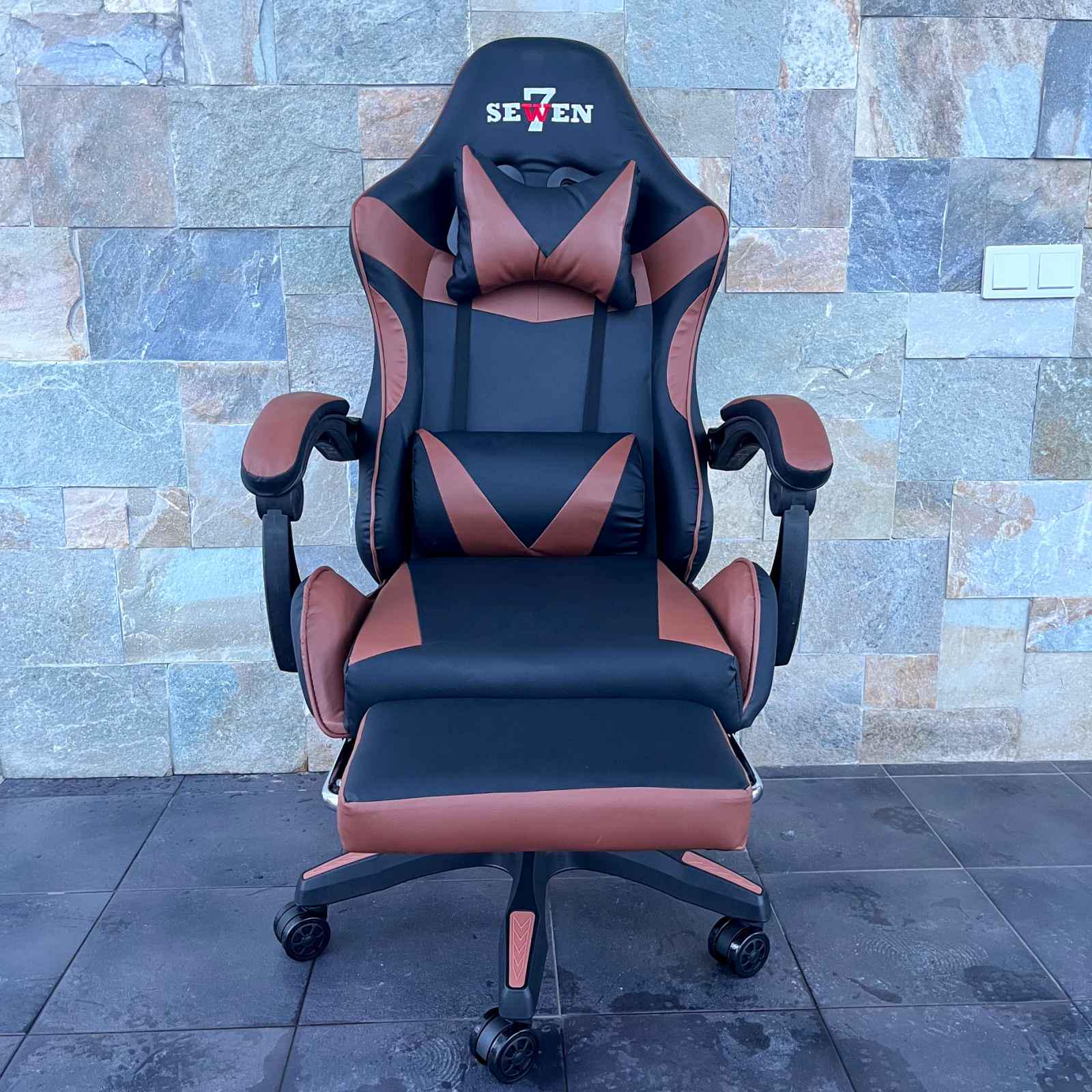 Кресло компьютерное геймерское SEWEN 730 Черный/Коричневый (9869736) - фото 7 Кресло компьютерное геймерское SEWEN 730 Черный/Коричневый (9869736) - фото 7