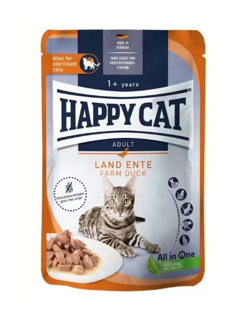 Корм влажный Happy Cat LandEnte в виде кусочков в соусе для кошек с уткой 85 г (1005196)