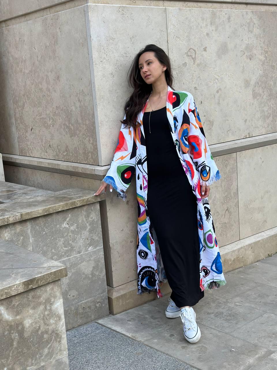 Халат-кимоно женский one size с глазами - фото 2 Халат-кимоно женский one size с глазами - фото 2