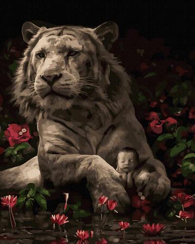 Картина по номерам Brushme Бенгальский тигр с ребенком 40x50 см (BRM41845)