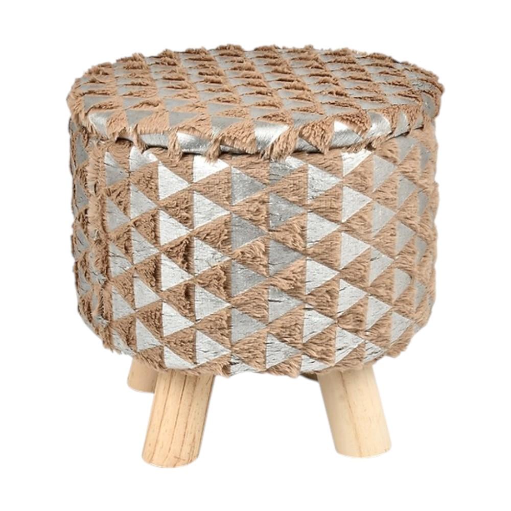 Пуф с местом для хранения вещей Fluffy 28х30 см Бежево-серебристый (R33440-2) Пуф с местом для хранения вещей Fluffy 28х30 см Бежево-серебристый (R33440-2)