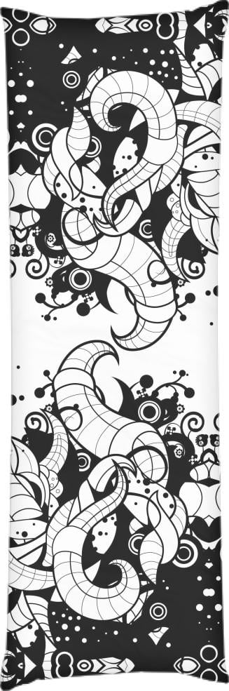 Подушка дакимакура Black and White Черно белая картина 60x180 см (14094710)