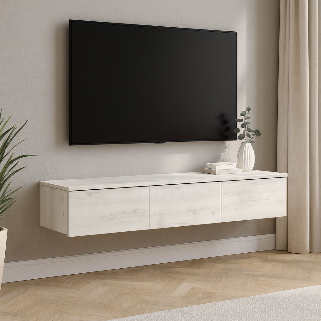 Тумба под телевизор ТВ2 SENAM 220х1400х360 мм ДСП Дуб Крафт Белый - фото 1 Тумба под телевизор ТВ2 SENAM 220х1400х360 мм ДСП Дуб Крафт Белый - фото 1