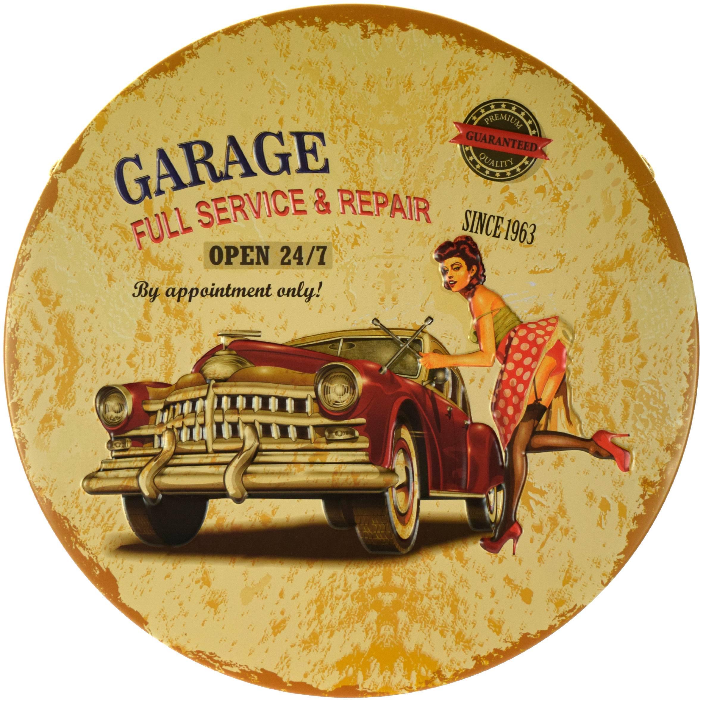 Табличка металлическая Гараж Только По Предварительной Записи/Garage By Appointment Only! круглая 30 см
