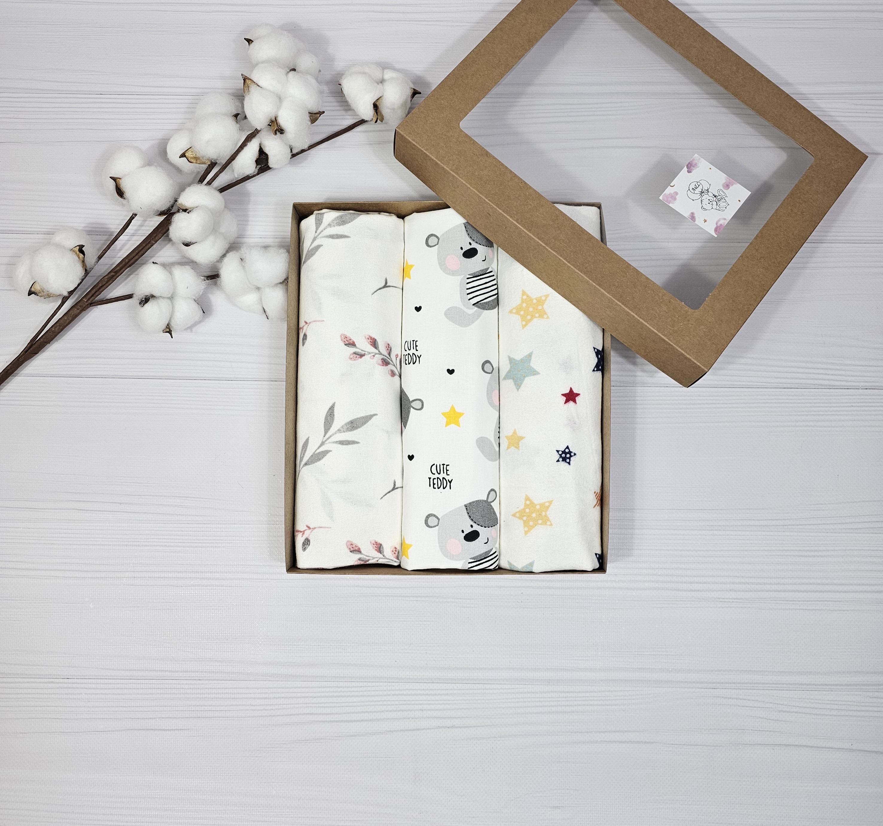 Набор пеленок детских a.l.babybox Мишка в звездах 50х80/100х80 см 3 шт. Разноцветный (25075640)