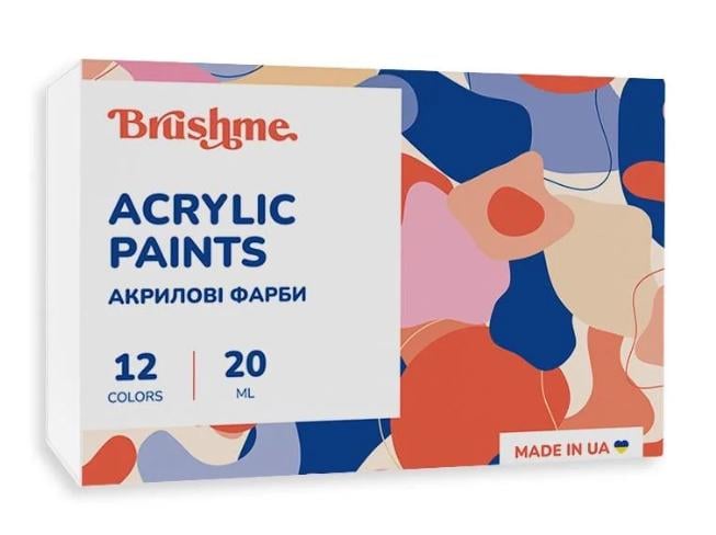 Краска акриловая Brushme глянцевая влагостойкая для рисования и рукоделия 20 мл 12 цветов (AP1201)