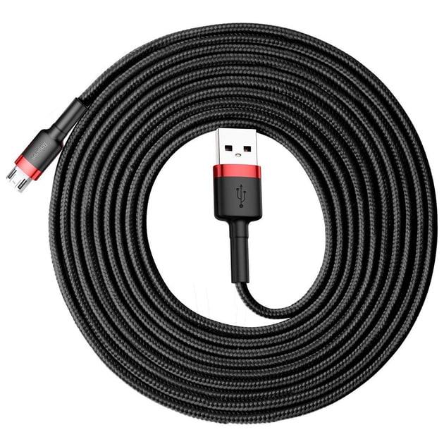 Кабель для зарядки BASEUS Cafule Cable USB for Micro USB 2 A 3 м Black/Red (CAMKLF-H91) - фото 6