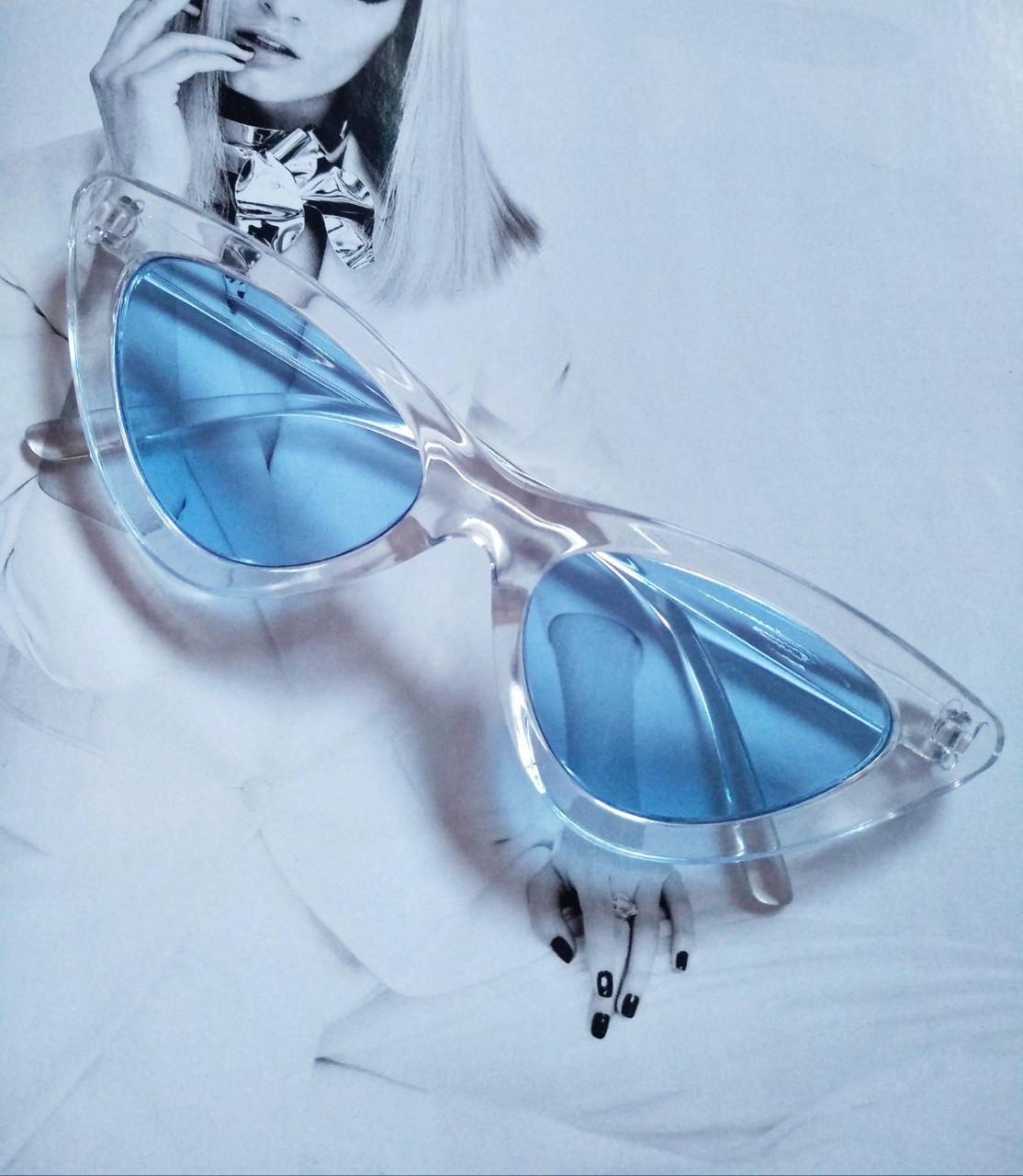 Окуляри трикутні сонцезахисні Котяче око Прозоре/Помаранчевий - фото 2