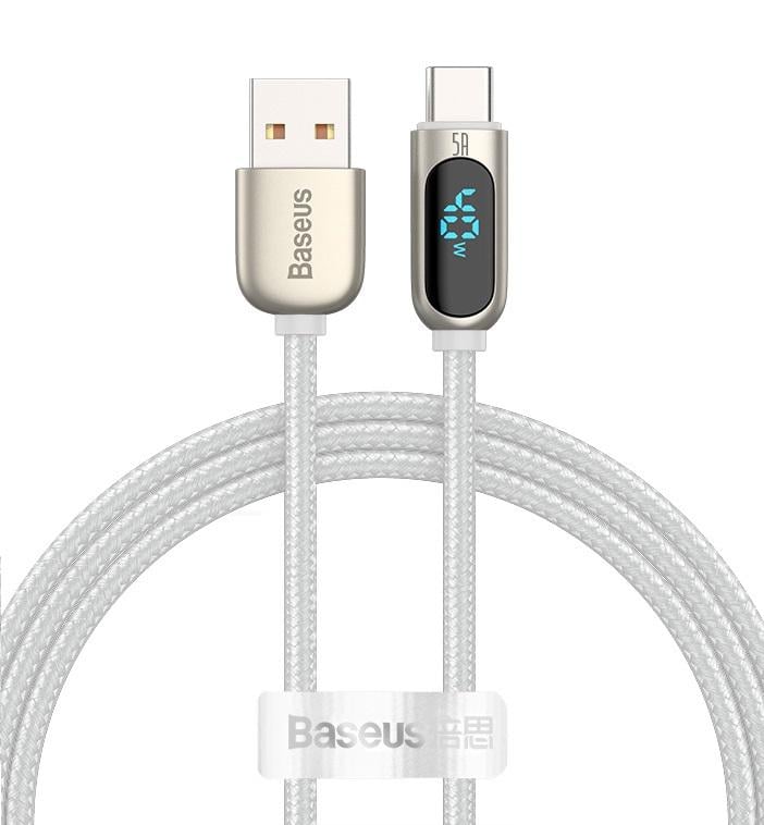 Кабель Baseus Display Fast Charging Data Cable USB to Type-C 5A 1 м White