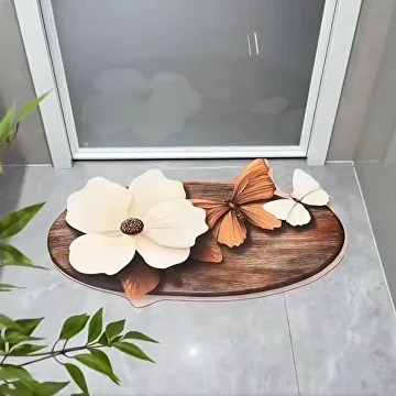 Коврик для ванной комнаты 50х80 см Коричнево-белый (C01586) - фото 6