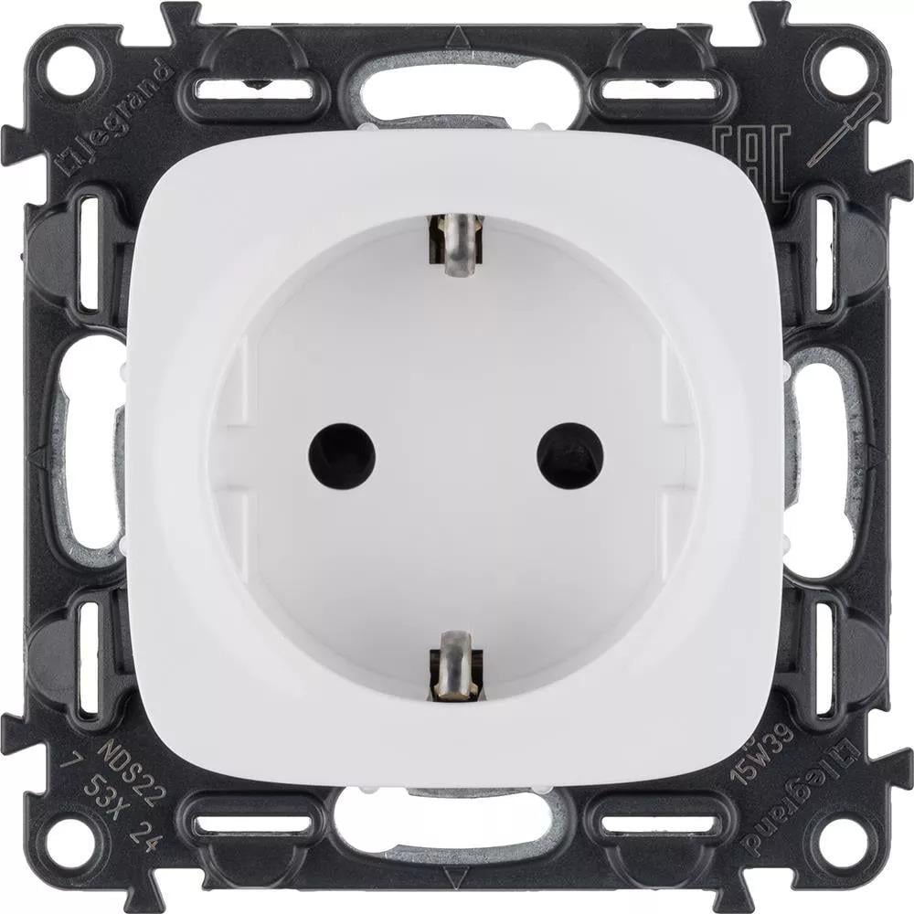 Розетка Schuko Legrand Valena LIFE 16A зі шторками/прихований монтаж Білий (753724)