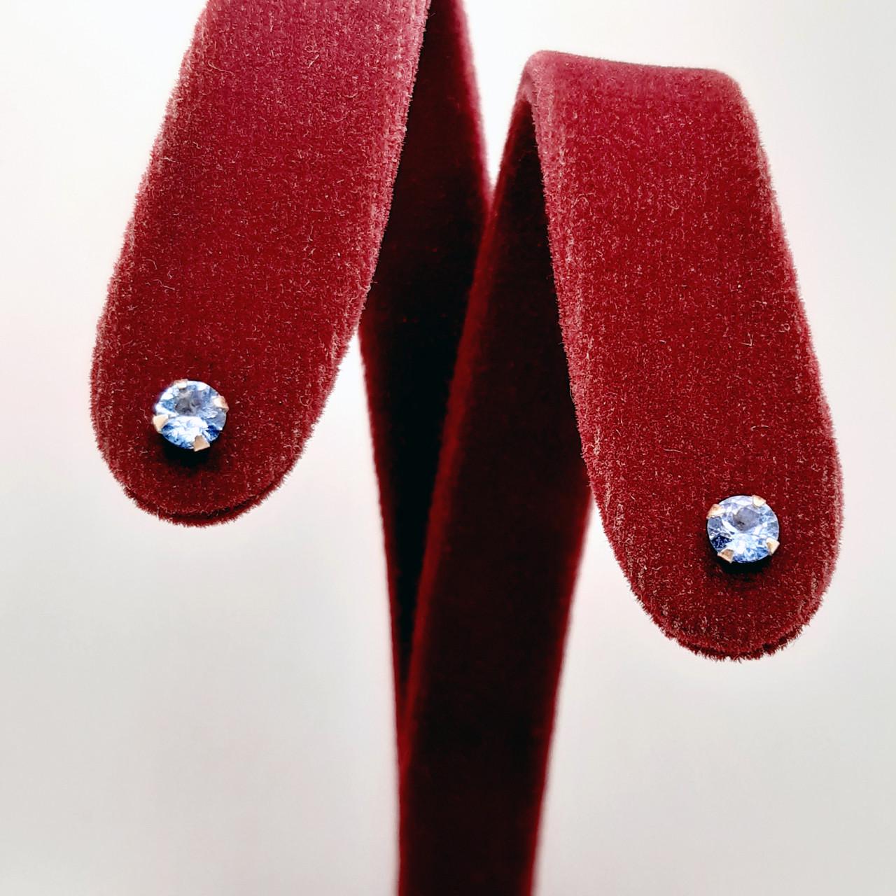 Серьги пусеты серебро имитация голубой топаз 925° 0,40 г (С3ФТ/603)