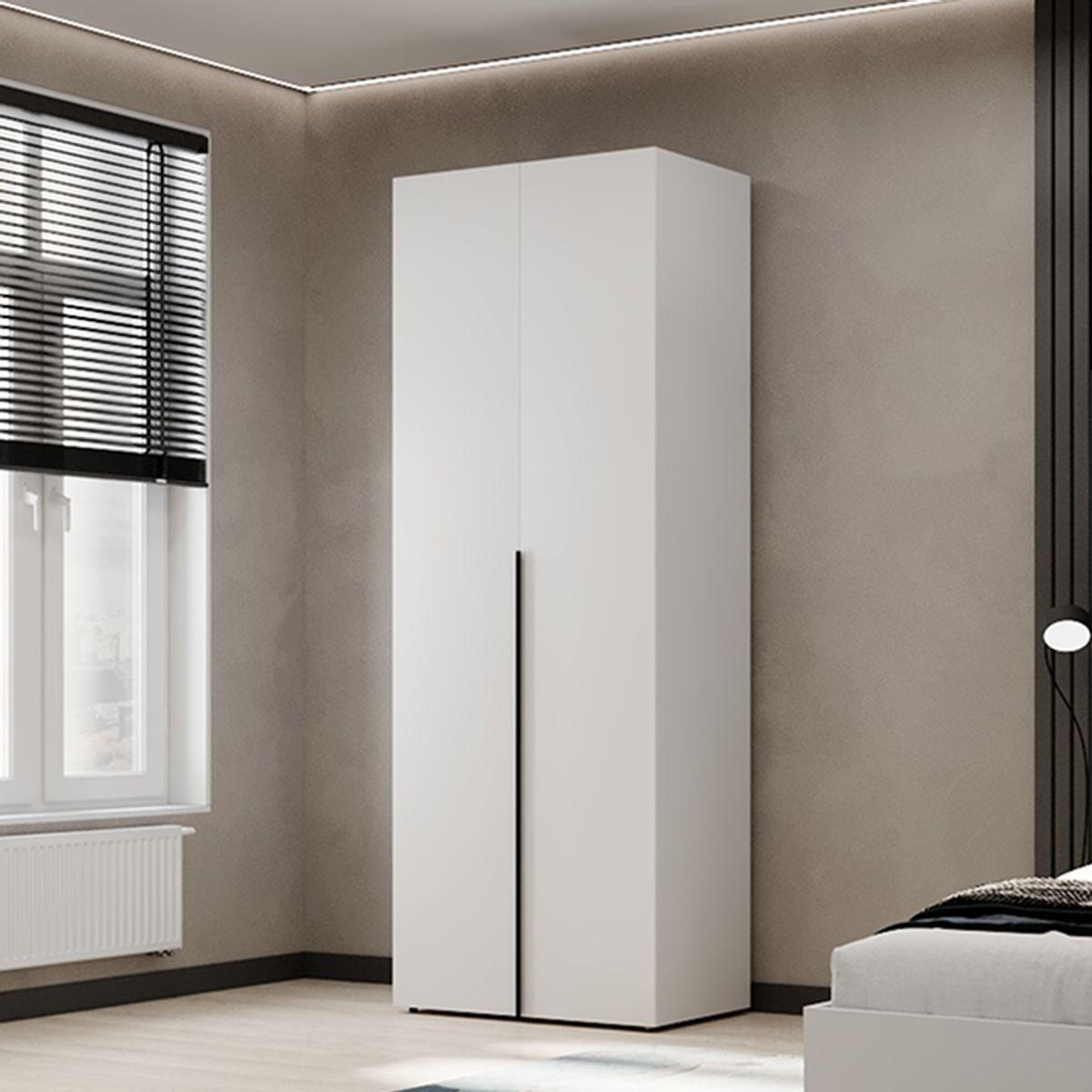 Шафа дводверна AiH Light з штангою та полицями ЛДСП 80x220x50 см Білий діамант (LT11010000000)