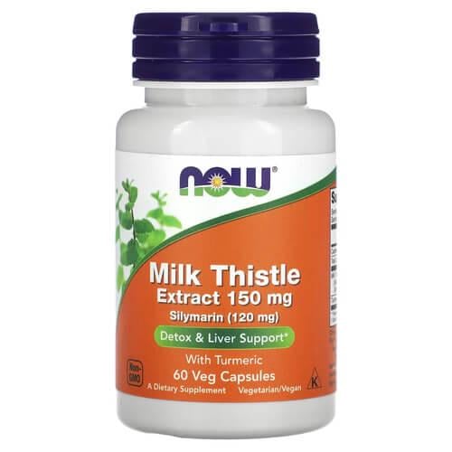 Расторопша Силимарин NOW Milk Thistle Extract with Turmeric 60 Veg Capsules (NOW-04735)