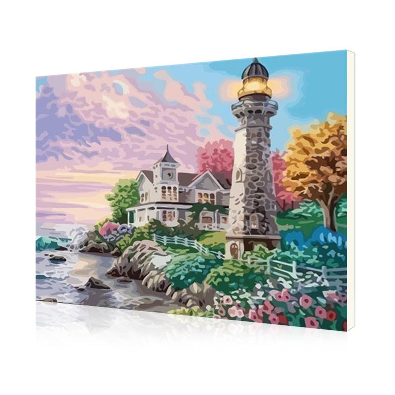 Картина по номерам Lesko DIY E047 "Дом с маяком"