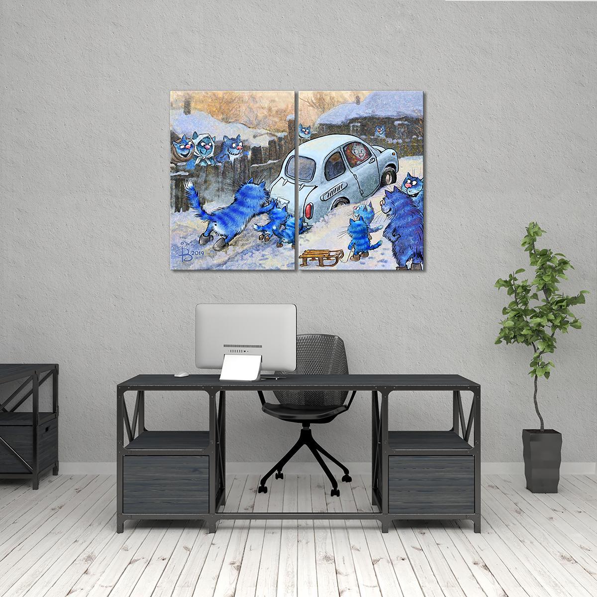 Модульная картина По-соседски 2 модуля 30х45 см