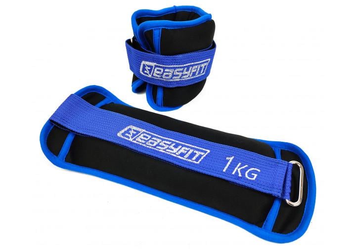 Утяжелители для ног и рук с металлом EasyFit Myaki по 1 кг пара Черный с синим (EF-AWTN-100)