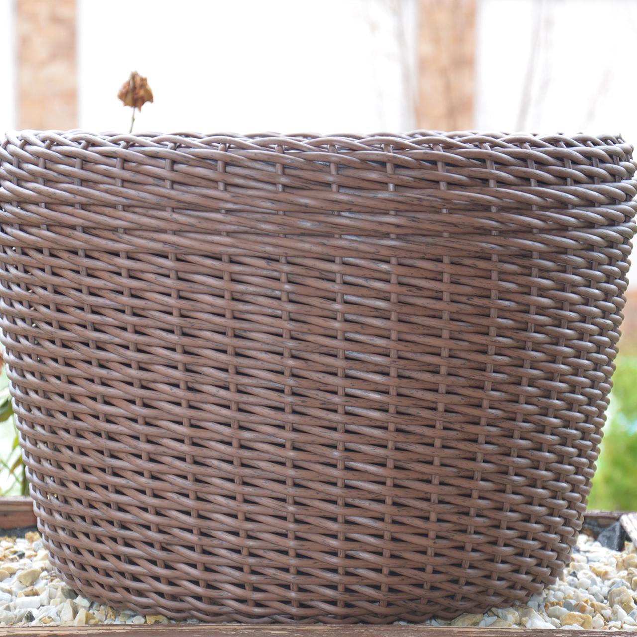 Кашпо большое для растений и цветов из искусственного ротанга/ручной работы 60 л Молочный шоколад (12343666) - фото 3