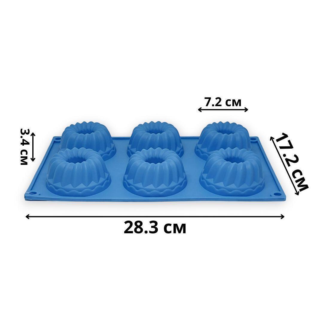 Форма для маффінів із втулкою Profsil 6в1 силіконова Блакитний (204701-бла) - фото 6 Форма для маффінів із втулкою Profsil 6в1 силіконова Блакитний (204701-бла) - фото 6