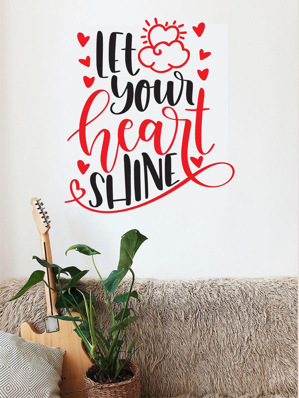 Наклейка виниловая 3D Zatarga Let your heart shine 1200x1380 мм Черно-Красный (1198049075)