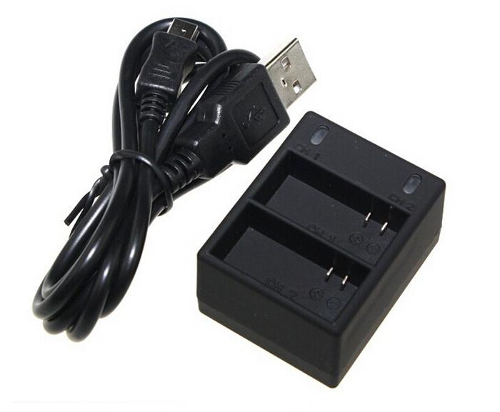 Устройство зарядное для двух аккумуляторов GoPro Hero 3 Акб AHDBT-301 AHDBT-302 AHDBT-201 с USB кабелем