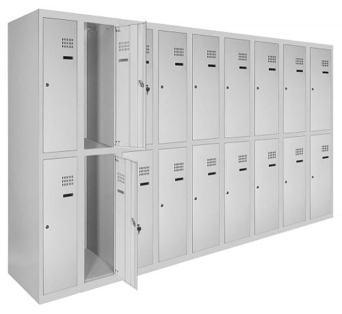 Шафа металева для одягу ШОМ 2/30/9 дворівнева 180х270х50 см RAL 7035