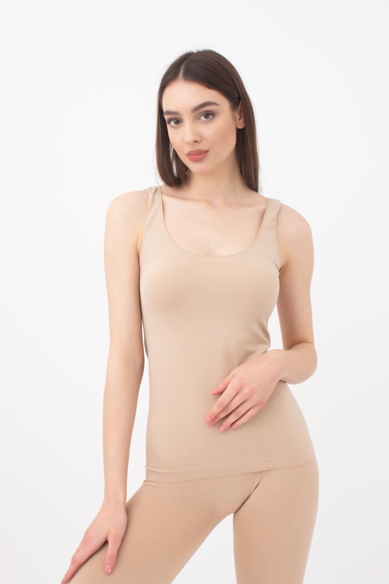 Майка жіноча безшовна на широких бретелях Giulia TANK L/XL Beige-naturale (4823116912076)
