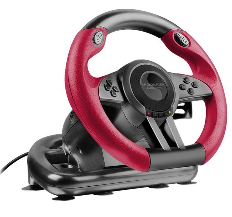 Кермо ігрове вібраційне з педалями VOLTRONIC Trailblazer Wheel Racing USB SL450500BK Black/Red - фото 2