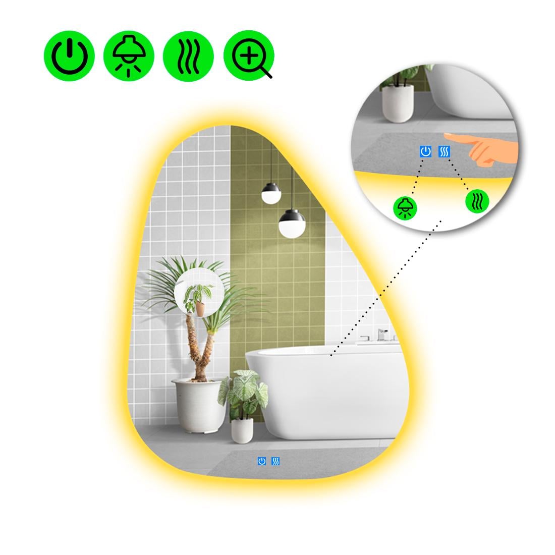 Зеркало с LED подсветкой Doccia 2 с двумя сенсорами 120x96 см (8737190)