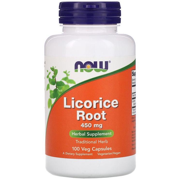 Корінь солодки NOW Foods Licorice Root 450 мг 100 капсул (1016195409)