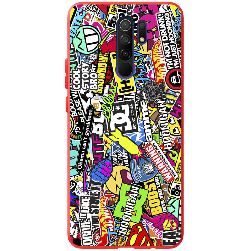 Чехол BoxFace Xiaomi Redmi 9 Multicolored Inscriptions Красный силикон (40233-up880-41139)