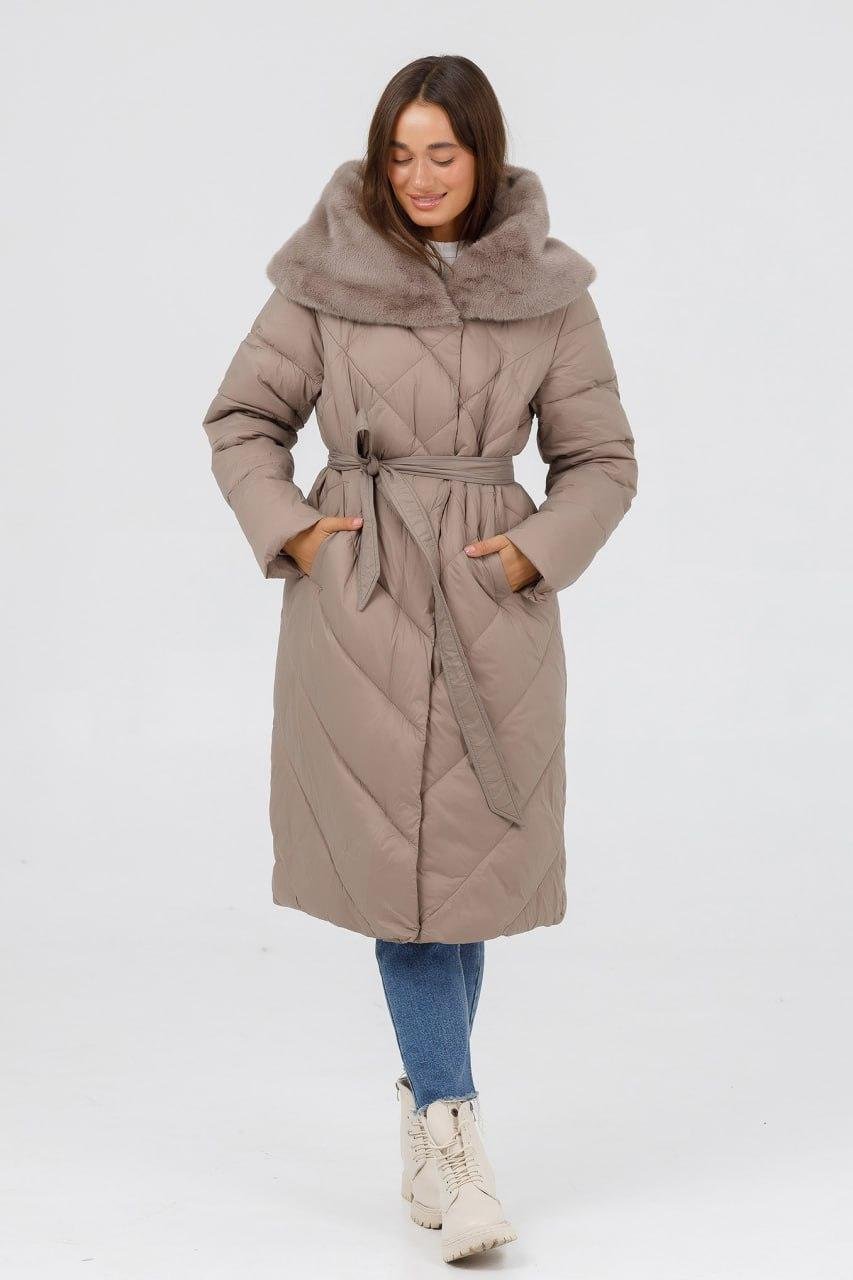 Пуховик з хутром р. 48 Капучіно (1253g\48) - фото 2