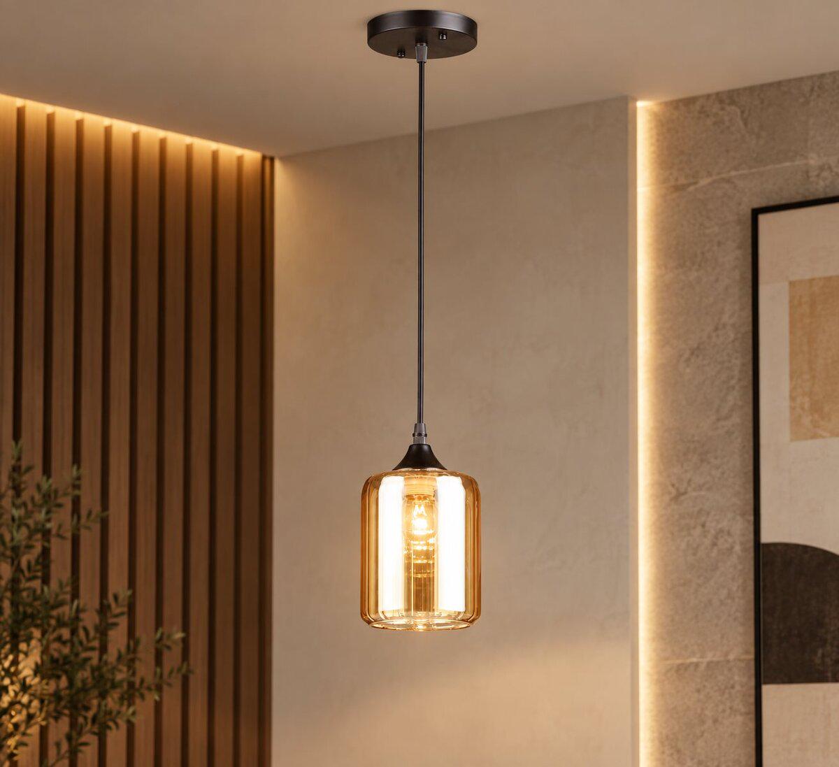 Светильник подвесной Light House SRS-20869/1H янтарный плафон Черный