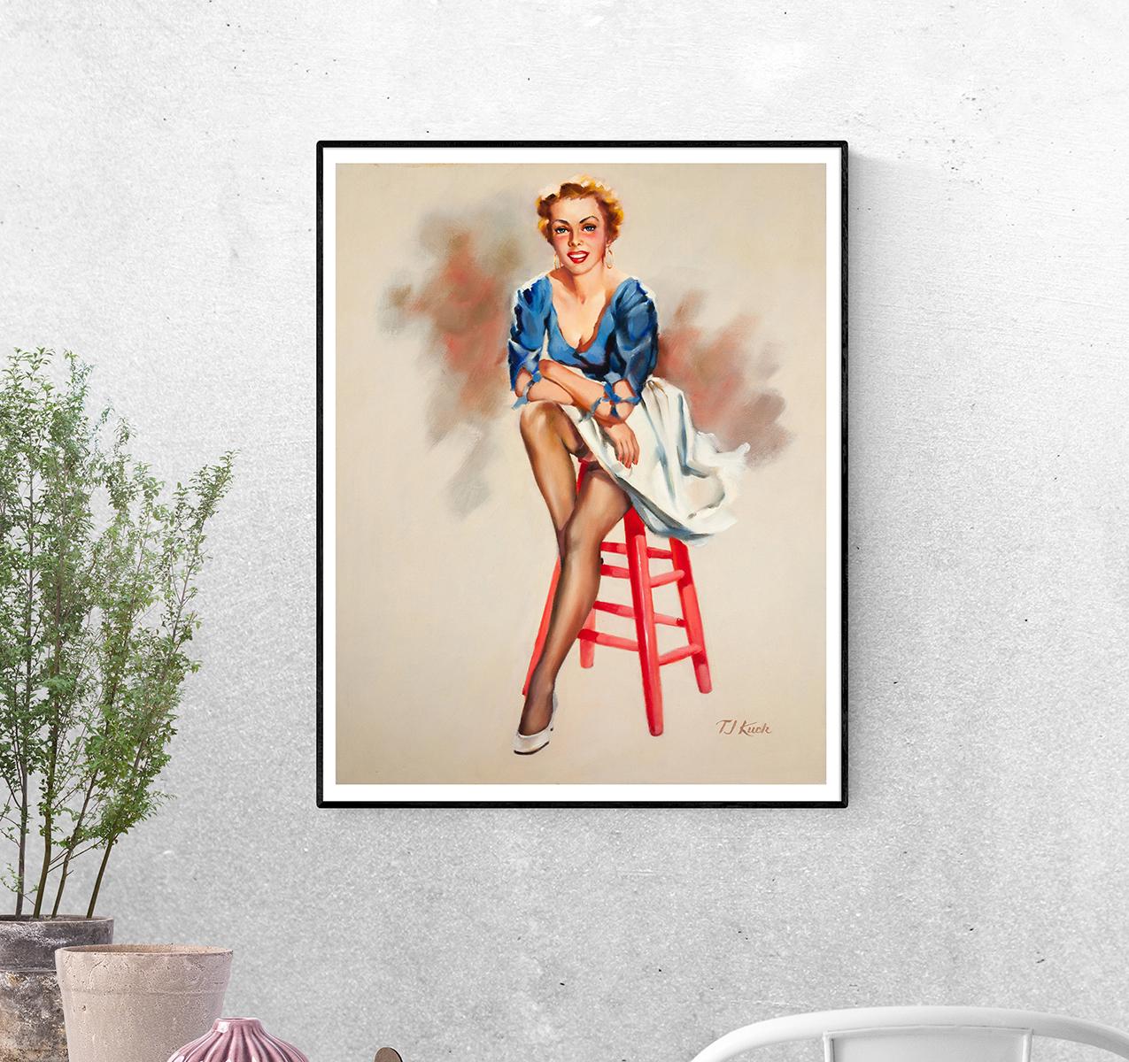 Постер Девушка на стремянке. T.J. Kuck формат А-1 (pin_up010252_Poster)