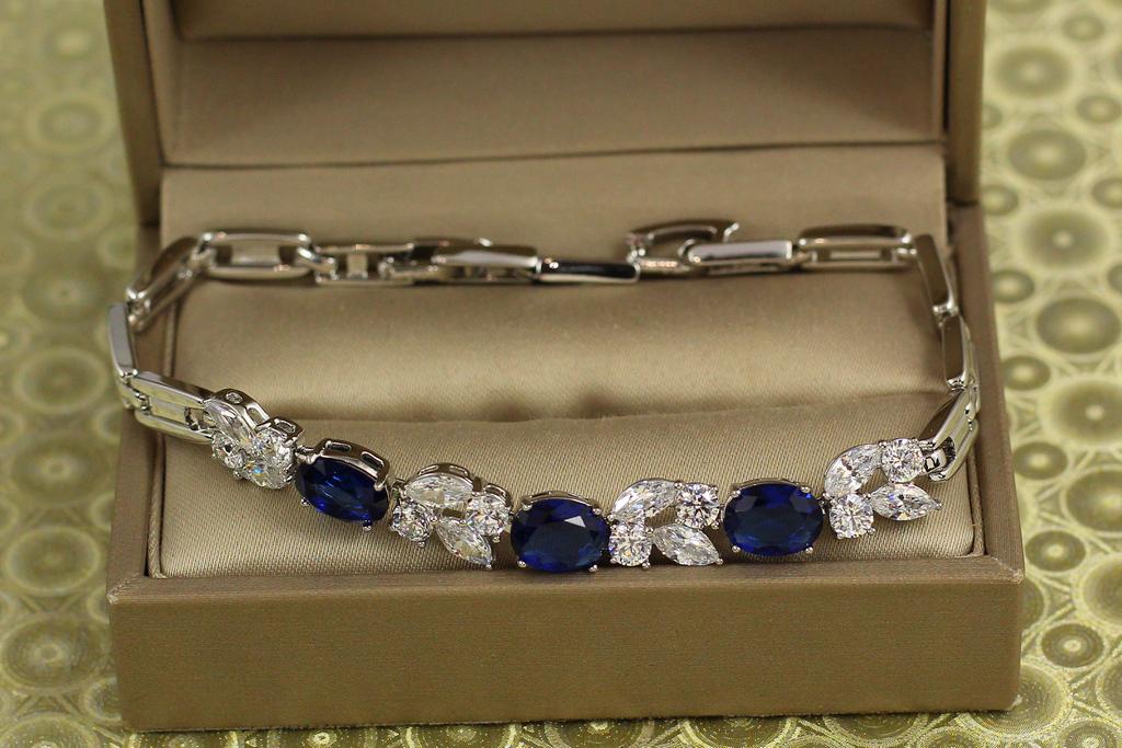 Браслет Xuping Jewelry Звездопад с синими камнями 19,5 см 7 мм Серебристый (31455995)