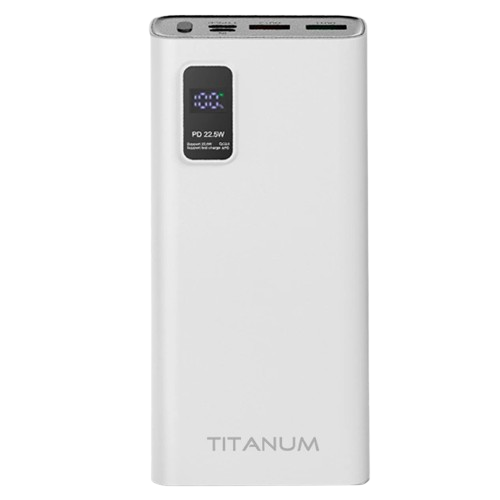 Повербанк TITANUM 727S 20000 mAh 22,5 Вт USB и Type-C Белый (34063777)