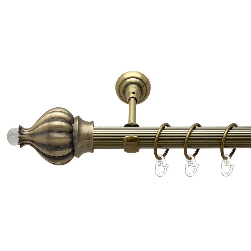 Карниз металлический Orvit Таджа-Кристалл однорядный открытый/рифленая труба/кольцо металлическое Антик 25 мм 300 см (00-00017648)