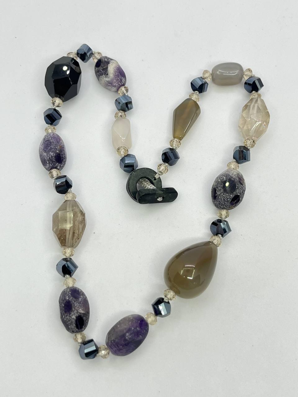 Бусы агат Раух аметист 50 см Разноцветный (10454)