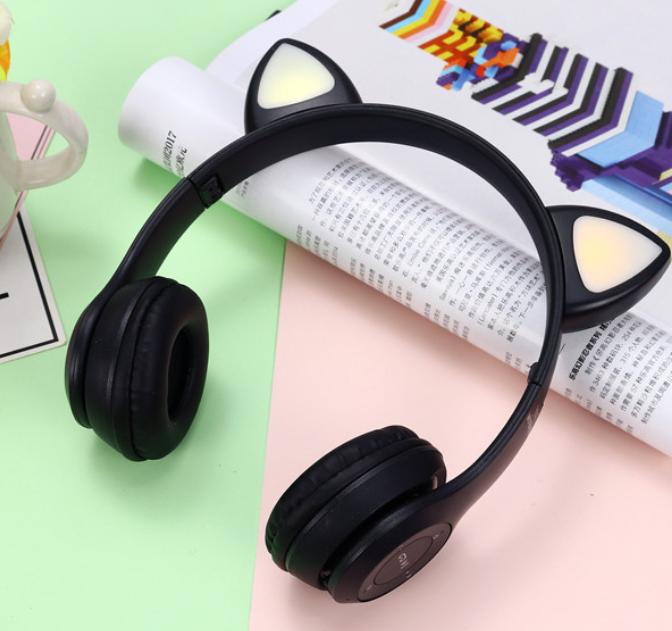 Наушники Y47 Cat Ear с кошачьими ушками и LED подсветкой Черный Наушники Y47 Cat Ear с кошачьими ушками и LED подсветкой Черный