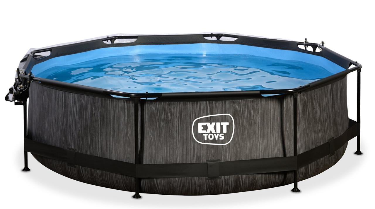 Бассейн каркасный Exit Toys с навесом от солнца 300х76 см Черное дерево (2426880759) - фото 3