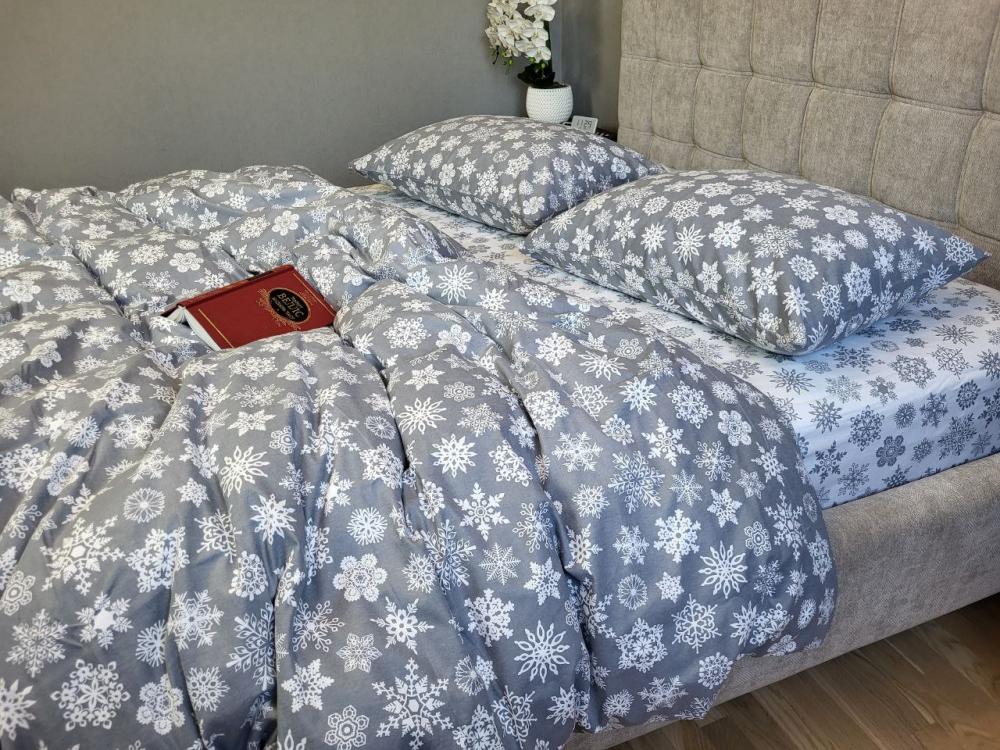 Комплект постельного белья Снежинки Turkish flannel полуторный (1965969779)