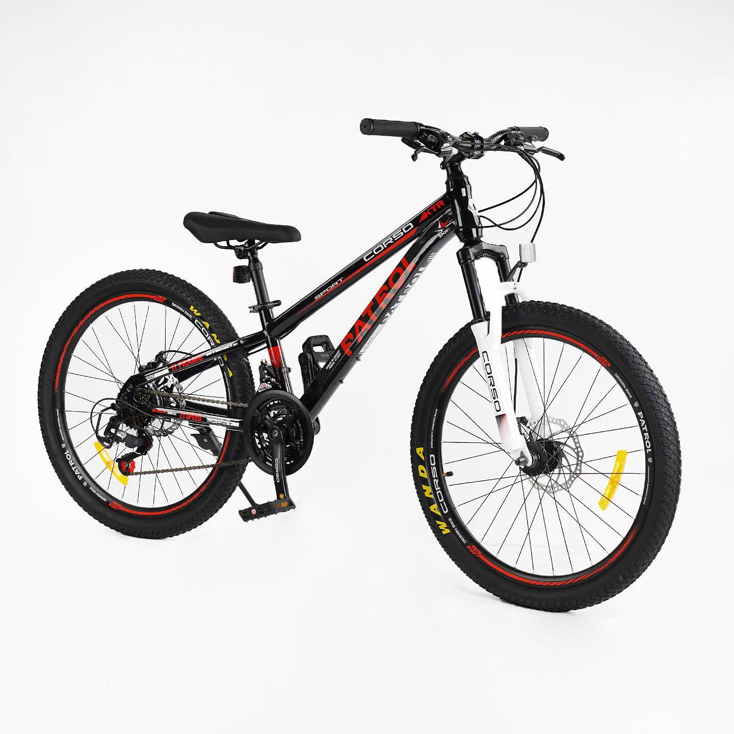 Велосипед горный подростковый Corso Patrol 24" Черный с красным - фото 2 Велосипед горный подростковый Corso Patrol 24" Черный с красным - фото 2