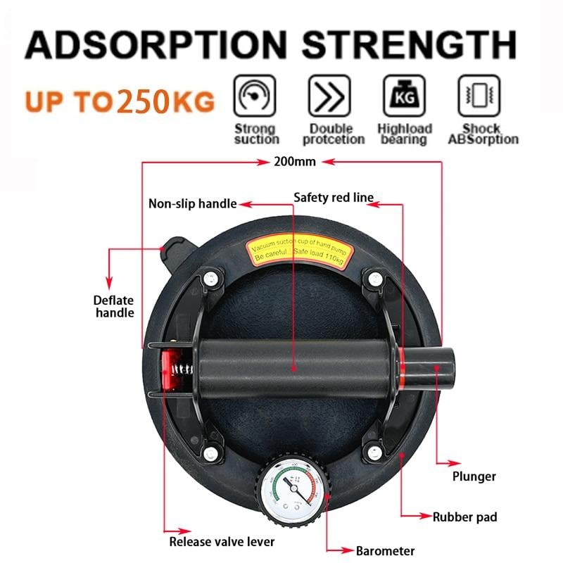 Вакуумная присоска для стекла BESTTOOL 200 мм с уровнем давления в кейсе (994182336) - фото 2
