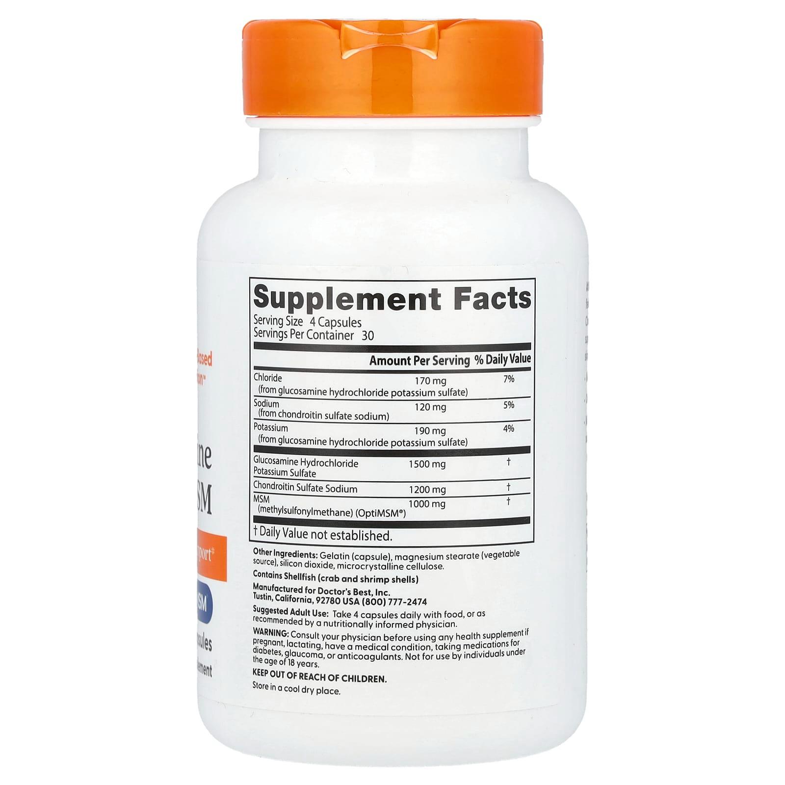 Глюкозамін хондроїтин МСМ Doctor's Best Glucosamine Chondroitin MSM для суглобів і зв'язок 120 капс. - фото 2