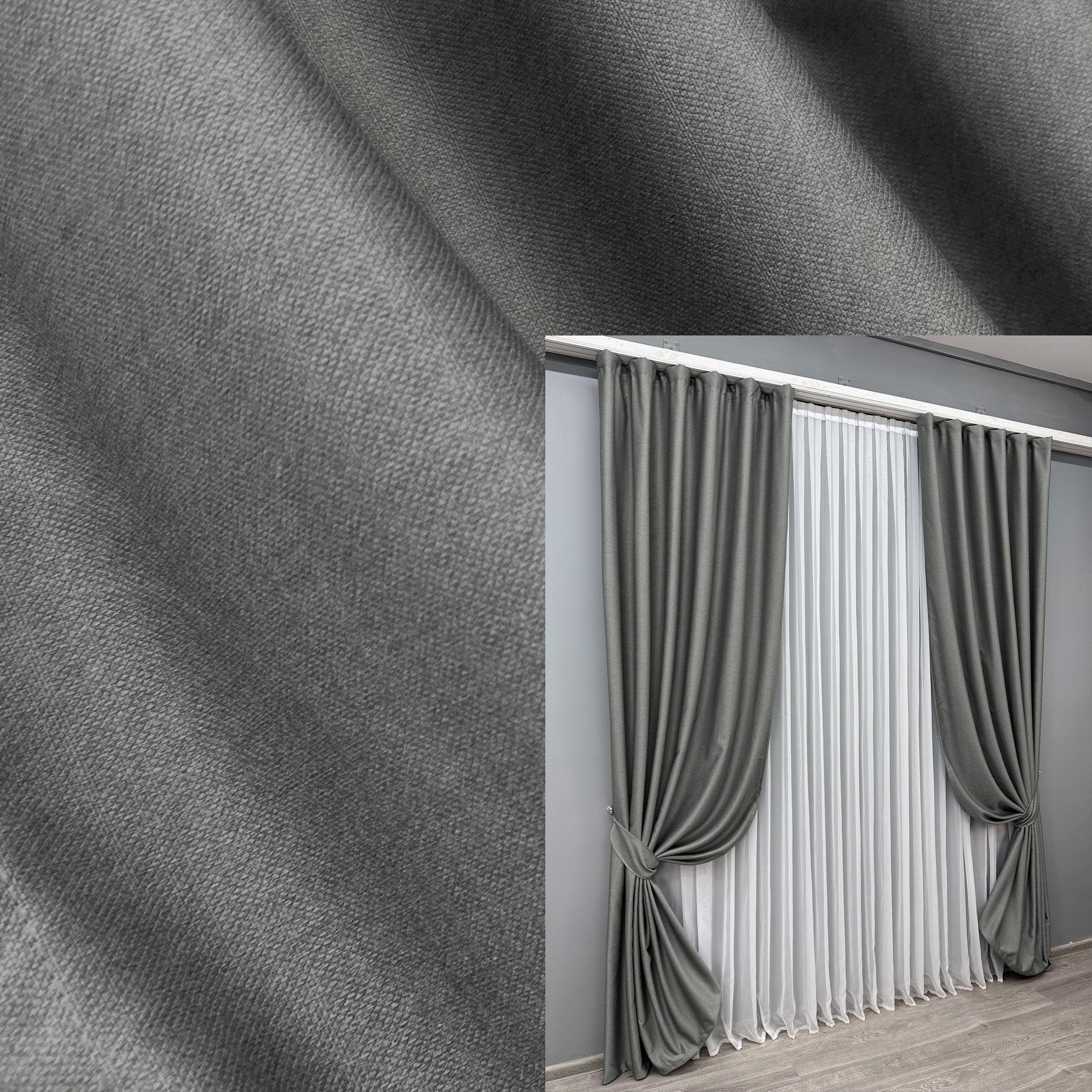 Комплект готовых штор VR-Textil Шенил однотонный № 1592ш 150х270 см 2 шт. Серый (33-0557) - фото 2