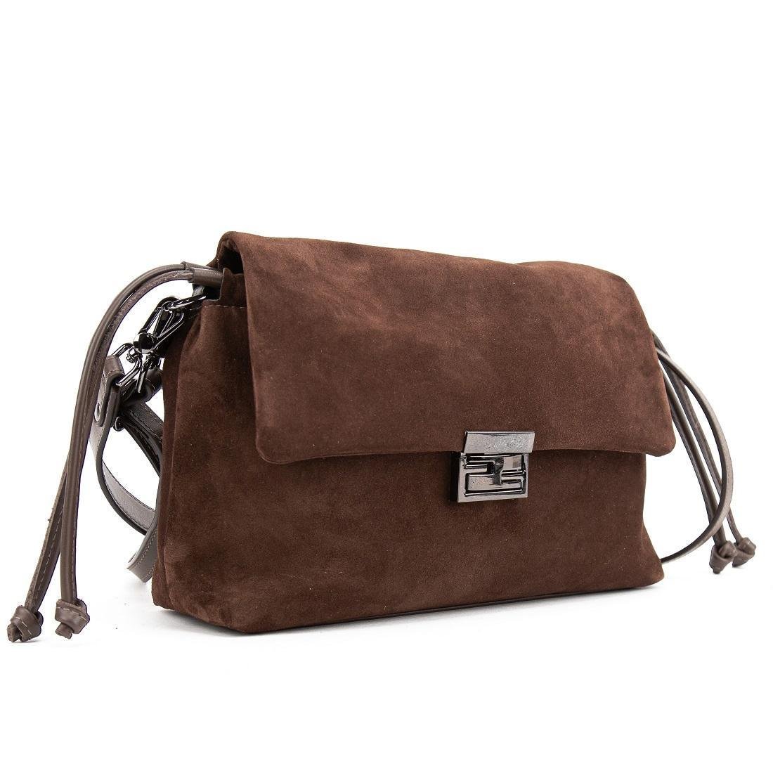 Замшевая женская сумка Tavinchi CH-8585DB-Y с затяжками Шоколадный (2816295448)
