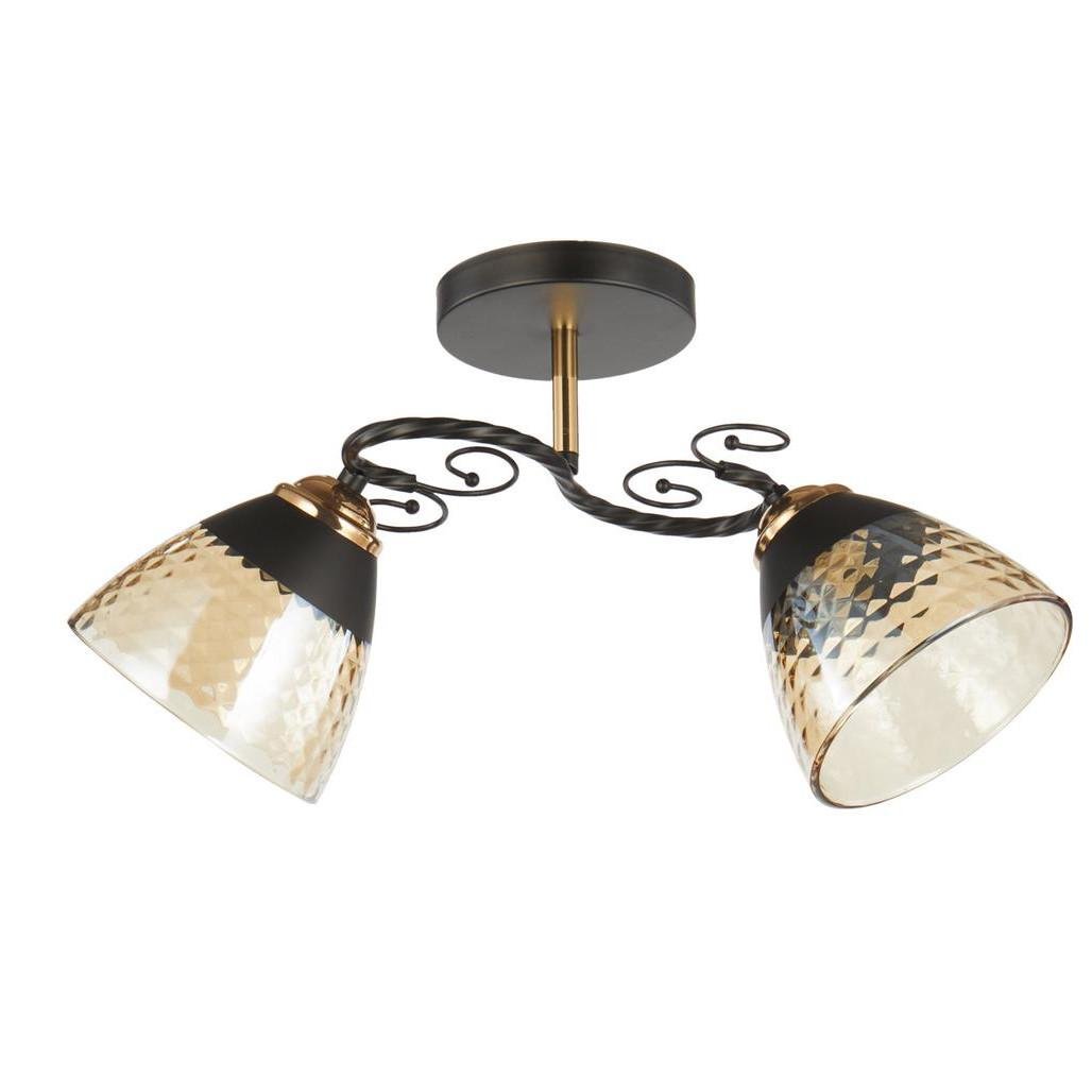 Люстра стельова Valeso V 6217-2 BK/FG на два плафони Чорно-золотий (30832701)