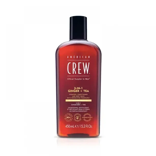 Шампунь American Crew Energizing Ginger Tea 3в1 для волос/тела и кожи головы с кондиционером увлажнением 450 мл