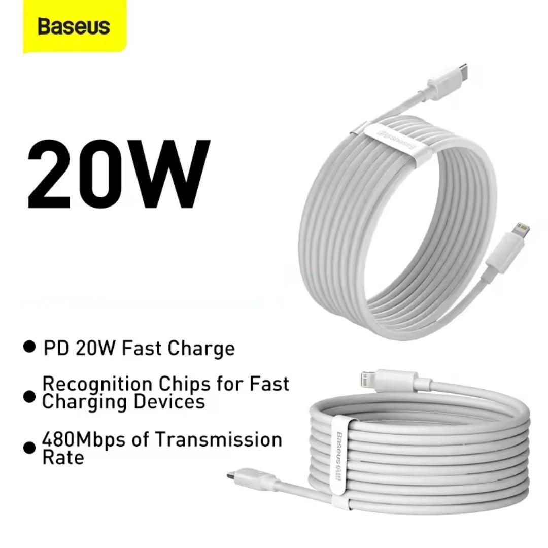 Кабель Baseus Type-C Lightning PD 20w 1,5 м White (25397408) - фото 2 Кабель Baseus Type-C Lightning PD 20w 1,5 м White (25397408) - фото 2